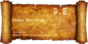 Hahn Bertram névjegykártya